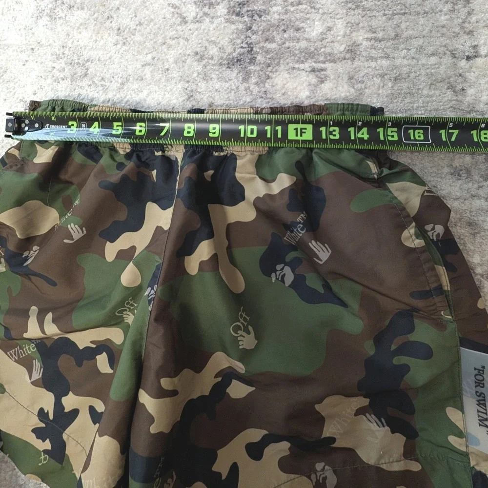 Off-White SS21 Allover Camo Swim Shorts Men's M Camouflage Logo $300 Designer